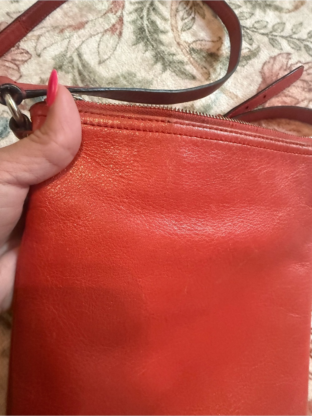 Coach Red Leather Crossbody Bag with Front Zip Pocket - Picture 7 of 11